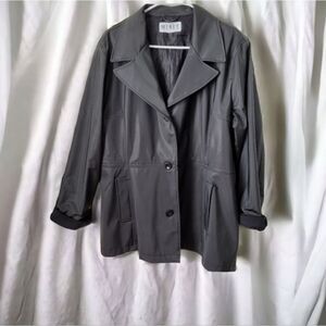 Vintage 90s Vegan Faux Black Leather Coat Jacket Womens Size Large